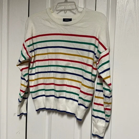 Forever 21 Sweaters Forever Rainbow Stripe Crew Neck Pull